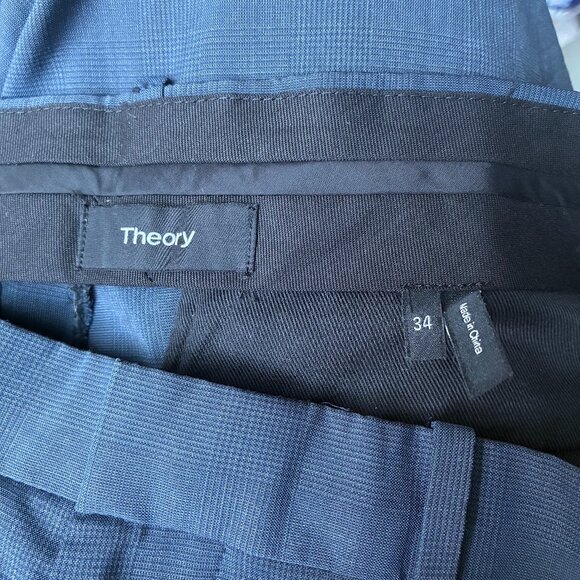 Theory's Men Wool Jake Pant in Eclipse (Navy Blue w/ Tonal Pattern) - Size 34 - Picture 6 of 6